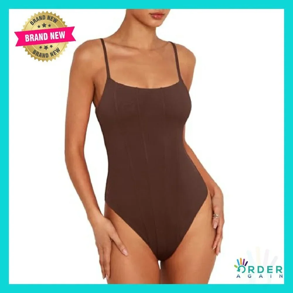Sexy Square Neck Corset Bodysuit Adjustable Straps Backless Sleeveless Y2K